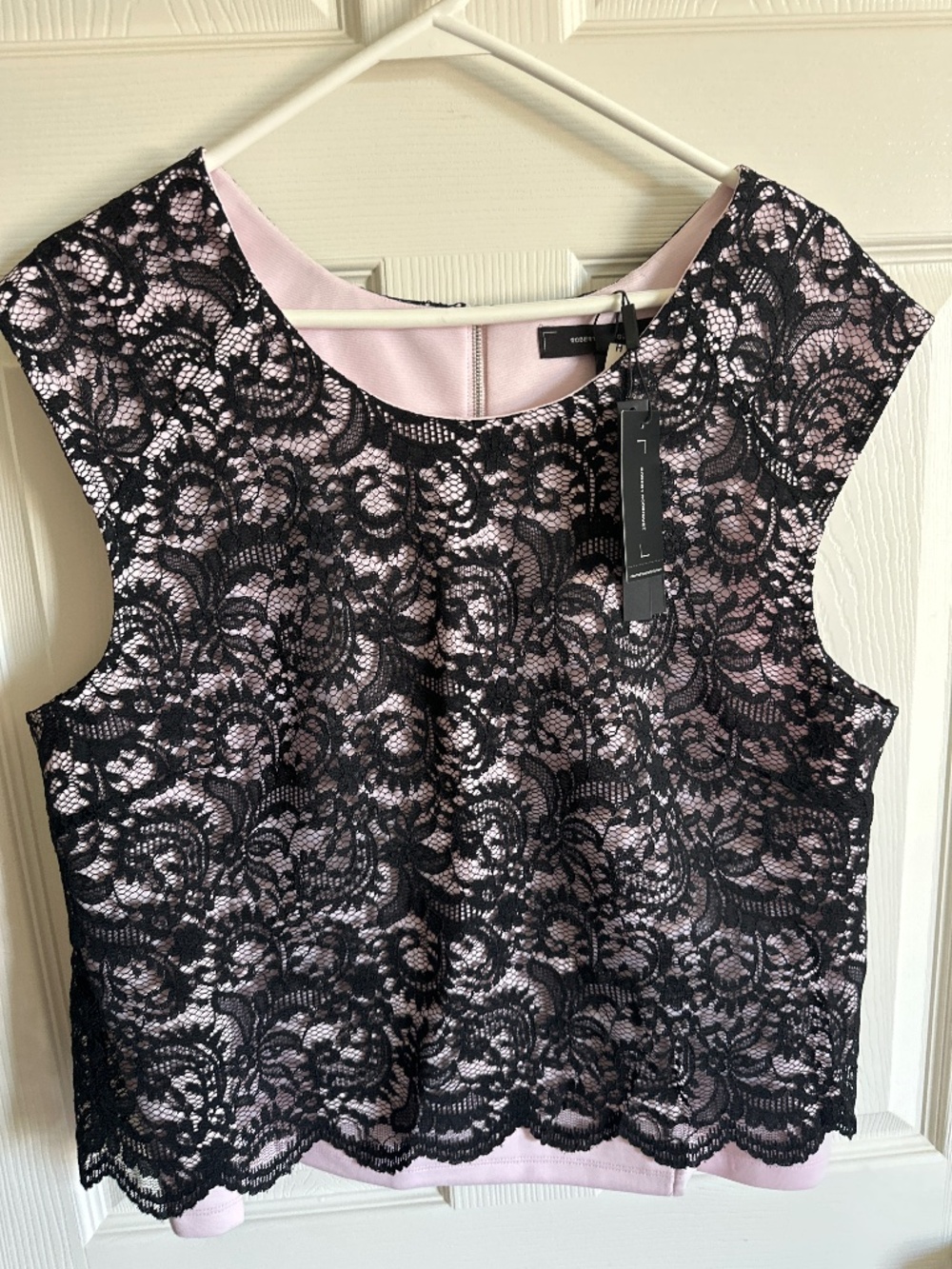 Robert Rodriguez lace top black and pink XL new with tags